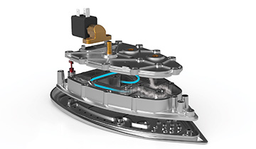 Das Bild zeigt die Technologie des Polti Vaporella Instant Bügeleisens