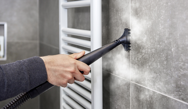 Der Dampf des Teppichreinigers von Polti